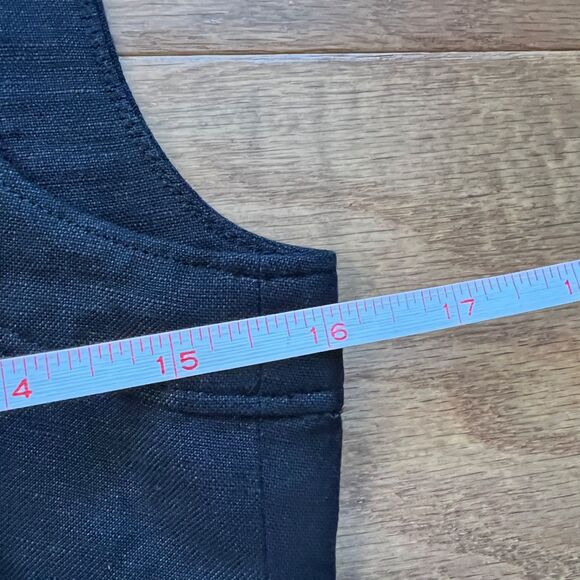 Tahari Dress Women's Size 2 Black Ruffle Front Sleeveless Linen Blend - Picture 4 of 6